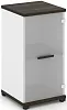 Офисный шкаф одна узкая секция, 2 ниши (фасад стекло белое матовое, 2 ниши)